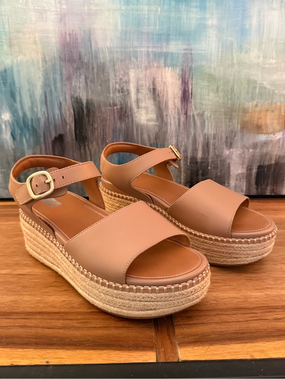 Fitflop Eloise Tan Platform Espadrille Sandals with Ankle Strap